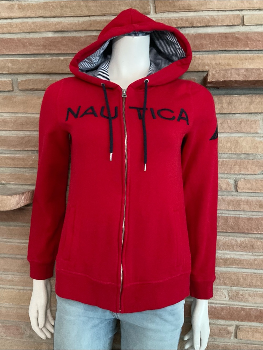 Nautica Fleece Hoodie Full Zipper Red Medium